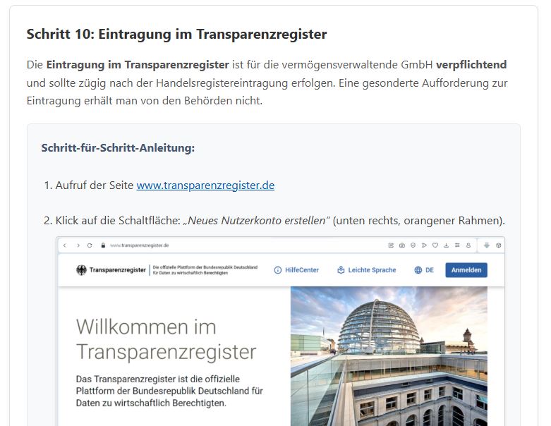 Schritt 10: Transparenzregister